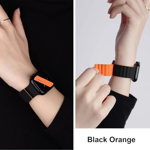 SINGEAR Wide Magnetic Silicone Band Compatible with Apple Watch 49 46 45 44 42 41 40 38mm Bands for Women Men, Sport Strap Strong Magnet Wristband for iWatch Ultra 1/2 Series 10 9 8 7 6 5 4 3 1 SE — view 6