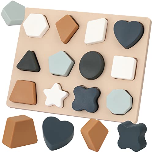 Image of TOYHDAYO Toddlers Shape Silicone Puzzle Montessori Learning Shape Toy Board for Baby & Toddler Puzzles Toys Toddler Gifts
