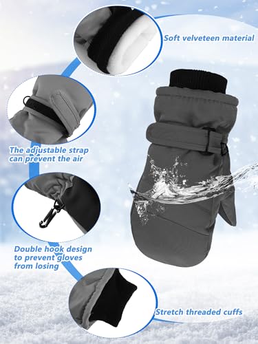 Image of SATINIOR Kids Snow Mittens Waterproof Winter Ski Gloves Warm Thicken Snow Gloves for Girls Boys