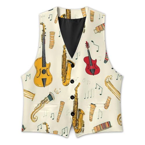 Musical Instruments Saxophone French Hor Men's Suit Vest Casual Business Slim Fit Waistcoat Vests for Tuxedo3