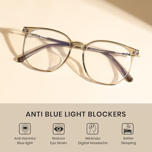 Image of Cyxus Retro Blue Light Glasses Men - Square TR90 Metal Blowline Frame Stylish Trendy for Computer Daily Work 8252