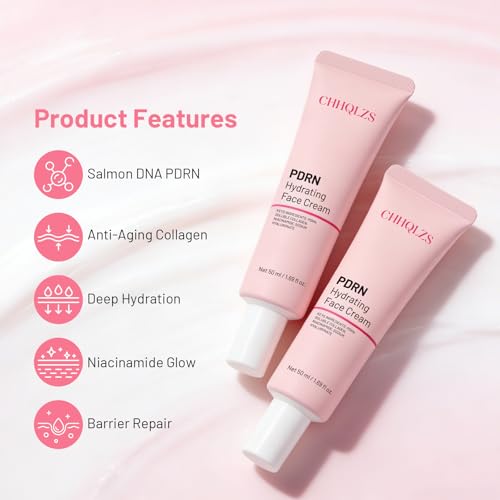 CHHQLZS Salmon DNA PDRN Face Cream, Skincare with Anti-Aging Collagen Boost, Niacinamide & Hyaluronic Acid, Moisture Barrier Repair, Deep Hydration for Smooth Firm Radiant Youthful Skin 1.69 Floz / 50ml