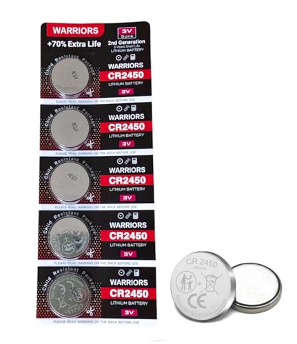 CR2450 battery CR2450 3V Lithium Button Cell Batteries (5-Pack) for Car Remote Controls Watches Electronic Scales and Small Electronic Devices