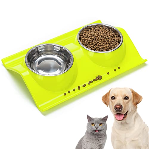 Vealind Cuenco antiderrames y Antideslizante para Mascotas, Perros, Gatos, con Cuencos de Acero Inoxidable Cover