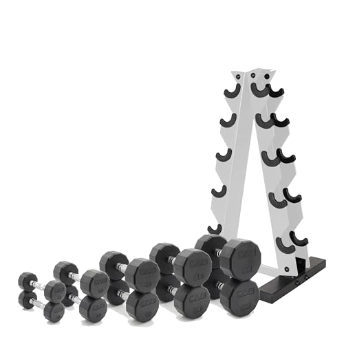 CAP Barbell 150 LB Coated Hex Dumbbell Weight Set with Vertical Rack | Multiple Options