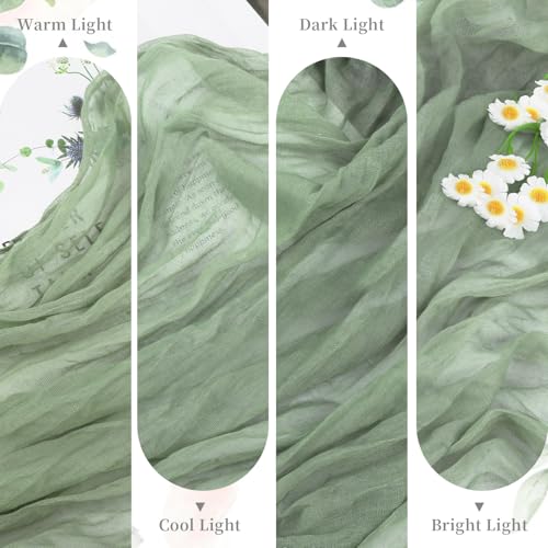 10 Pack Sage Green Cheesecloth Table Runner 35x120 Inch, Boho 10FT Cheese Cloth Sheer Gauze Table Runner for Wedding Baby Shower Birthday Party Table Decorations by BLUETOP - Image 7
