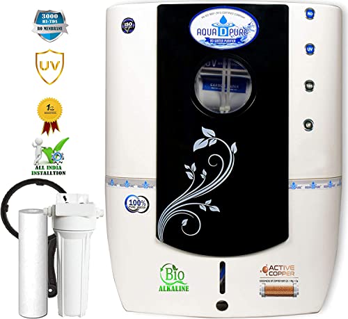 Image of AQUA D PURE UV Water Purifier UV + UF 12L, 7 Stage Filtration, Copper+Alkaline Filter Suitable for Municipal Water (NO RO, NO Booster Pump, No Taste Change,) (A25 Covered Copper Alkaline Design)