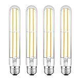 SUNMEG LED T10 Bulbs 8W LED Tubular Bulb Dimmable,Soft White 2700K, 120V E26 Base T10 LED Equivalent to 80W Incandescent Bulb (4-Pack)