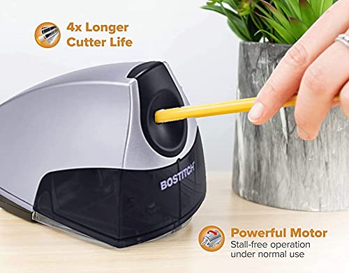 Bostitch Electric Pencil Sharpener, Heavy Duty HHC Cutter Tech, Stall-Free Motor, High Capacity Tray, for Office or Classroom, Silver - Thumbnail 3