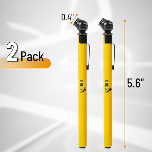 Image of UNCO- Pencil Tire Pressure Gauge, 2 Pack, 10-75 PSI, Yellow, Stainless Steel Body, Metal Made Nozzle, Rust and Corrosion Resistant, Pencil Air Pressure Gauge for Tires, 3 Measurements for Cars, Bikes