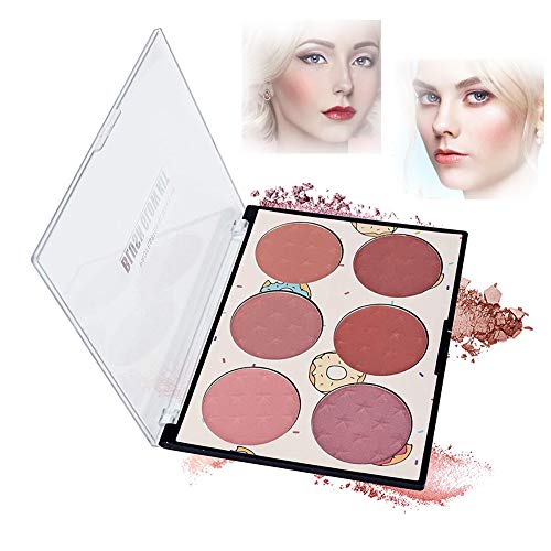 6 Colors Face Blush Palette,Matte Blush Powder Long-Lasting Pigment,Contour and Highlight Blush Palette,Natural Contouring Blush for Women (01)