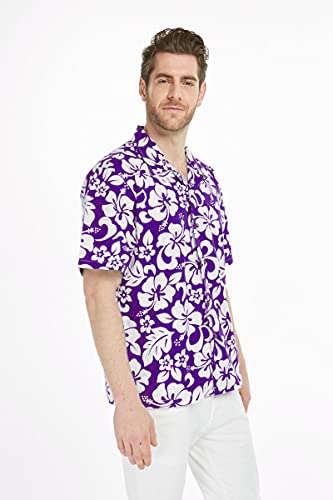Image of Matchable Couple Hawaiian Luau Men Shirt or Women Tank Dress in Classic Vintage Hibiscus