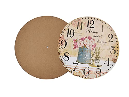 Lohas Home 12 Inch Silent Vintage Design Wooden Round Wall Clock Arabic Numerals Design Rustic Country Style Wooden Decor Round Wall Clock(Cafe & Flower) #TOP7