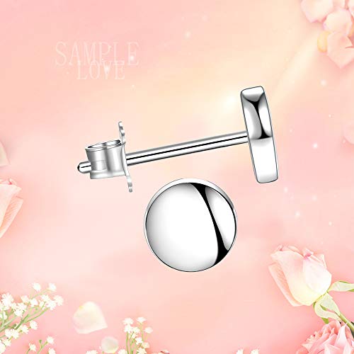 White Gold Plated Sterling Silver Dot Stud Earrings 3Mm-10Mm Options, Flat Round Disc Studs Hypoallergenic Jewelry (5Mm) #TOP4