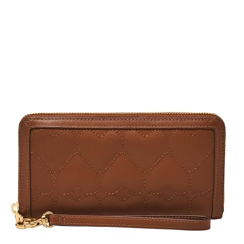 Image of Fossil Women's Logan Leather RFID-Blocking Zip Around Clutch Wallet with Wristlet Strap for Women