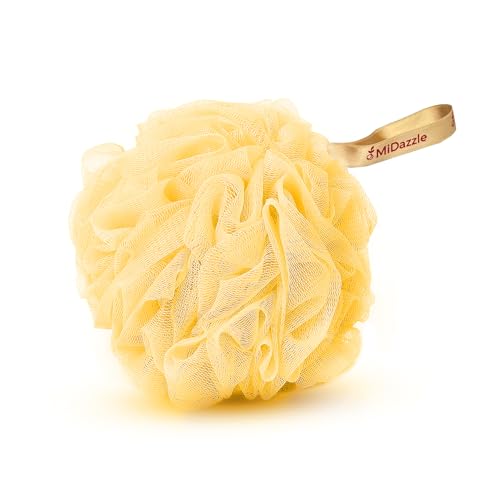 Image of Midazzle Luxury Loofah Bathing Sponge Exfoliator Scrubber for High Lather Cleansing (Pack of 2, Purple & Yellow)