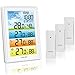 Produktbild Touloube 2021 Wetterstation Funk mit 3 Außensensor und Farbdisplay Indoor Outdoor Thermometer Hygrometer mit Wettervorhersage/Datum/Uhrzeit, DCF Farbwetterstation für Zuhause Büro Hausgarten Keller