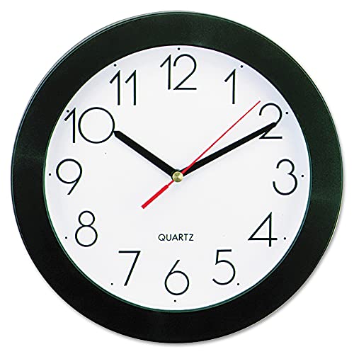 Universal 10421 Round Wall Clock, 9 3/4, Black
