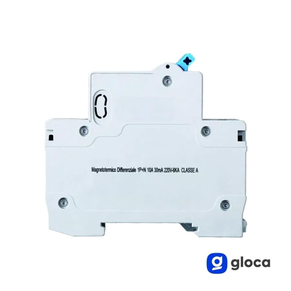 gloca Interruttore Magnetotermico Differenziale 1P+N 30mA 220V 6KA 2 Moduli DIN Classe A (10 Ampere)