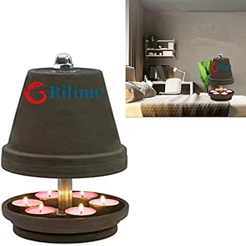 Rilime Tea Light Oven, Double-Walled Ceramic Radiator Candle Heater Tea Light Candle Holdersfor Fireplace Tealight Heater Candle Heater for Garden Terrace Bedroom(without Candle) (Black) Cover