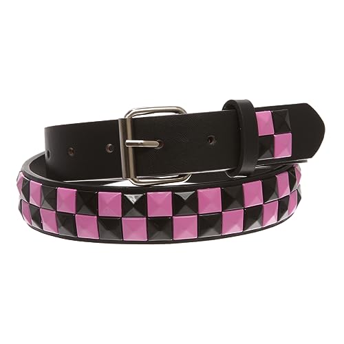 Kids 1" Snap On Punk Rock Studded Leather Belt2