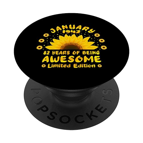 82 cumpleaños 82 años amante del girasol nacido en enero 1942 PopSockets PopGrip Intercambiable