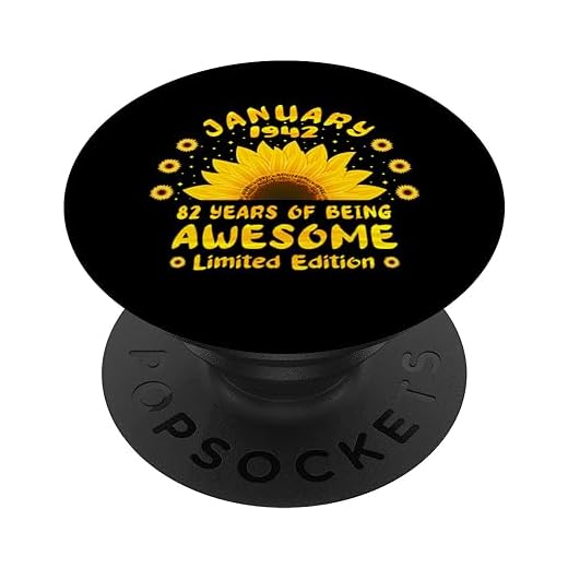 82 cumpleaños 82 años amante del girasol nacido en enero 1942 PopSockets PopGrip Intercambiable