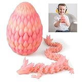 3D Printed Dragon Egg, Articulated 3D Dragons Toys for Kids 5-7,8-12, Fidget Toy, Crystal Dragon Figurine for Home Office Car Desk Decor Toys, Gift Given on Birthday（Crystal Pink）
