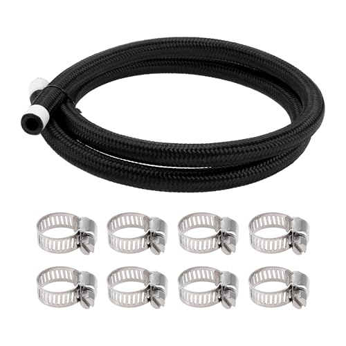 HOPESPANNER 3/8" Fuel Line Kit 4ft Vacuum Hose Automotive Fuel Hose with 8 Clamps