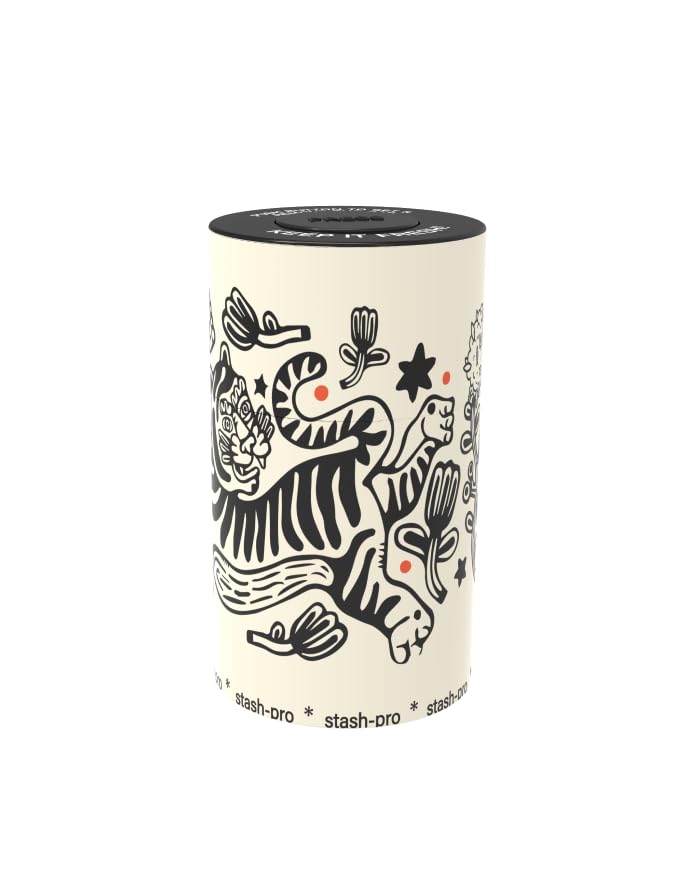 Product image of Stash-Pro Vacuum Storage Jar – Wild Spirit Edition | Airtight & Smell-Proof Herb Container | Push Button Seal | 10cm Height, 5.6cm Diameter