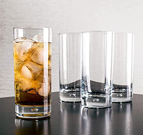 Image of WRINGO 350 ML Water Glasses Transparent Long Glass | Highball Glasses | Juice Glass | Plaza Tumbler Set of (6) (Transparent)