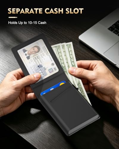 Image of Wallet for Men, RFID Blocking Slim Minimalist Wallet, Pop Up Card Holder