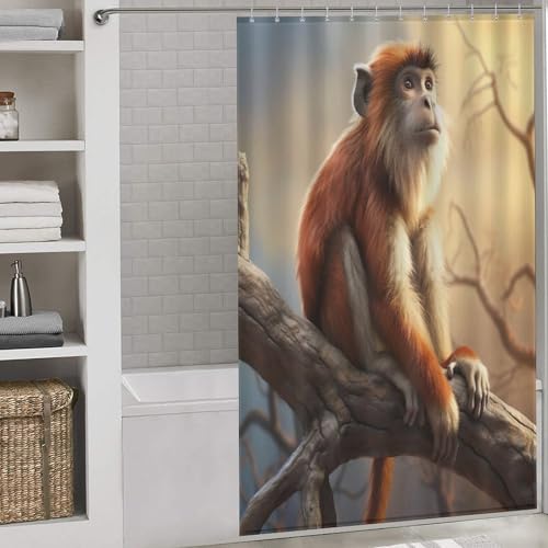 Rideau de douche singe imperméable et lavable en machine avec 12 crochets inclus