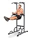 Sportstech 7in1 Power Tower PT300 als Dip Station & Kraftturm, multifunktionale Kraftstation für Zuhause mit Klimmzugstange, Liegestützgriffe und 4 Ösen für TRX, Ropes & Schlingen, Sit-Ups