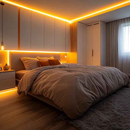 Image of LED Strip Lights 24V COB Gold Yellow Lighting16.4ft (No Power Supply) | Super Bright, Dotless High Density 14W /m, 8mm Width Cuttable Flexible, Home DIY Commercial Decoration