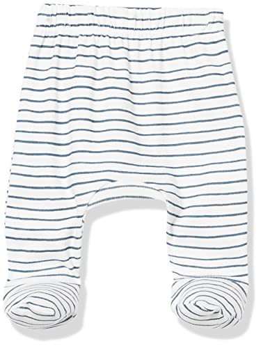 Image of HonestBaby Baby 3-Pack Footed Pants Roomy Fit Pull on Bottoms 100% Organic Cotton for Infant Baby Boys, Girls, Unisex