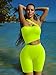 ZileZile Women's Sexy Cut Out One Shoulder Crop Tank Top Club Bodycon Romper Fluogreen