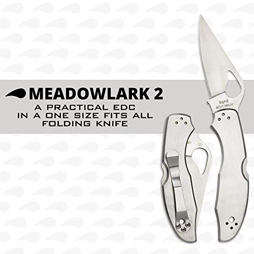 Image of Spyderco Byrd Meadowlark 2 Knife with 2.90 inch Steel Blade and Durable Stainless Steel Handle - PlainEdge - BY04P2