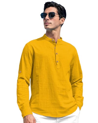 Image of Vida Loca Men Solid Cotton Blend Straight Kurta Shirt