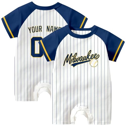 Image of KREDE Baby Clothes Unisex Bodysuit White Custom Name Number for Baby Boys