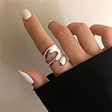 BYNYXI Damen Punk Ring Silber 925 Sterling, Vintage Punk Ringe Verstellbar Stapelringe Fingerringe Hohle Unregelmäßige Geometrische Offene Ringe für Frauen Mädchen Stapelbare Ringe Schmuck