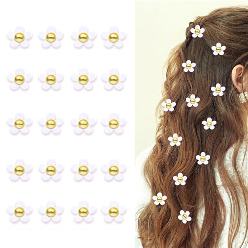 zxsniki 20Pcs Mini Flower Hair Clips Cute Daisy Hair Accessories for Girls and Women (White)