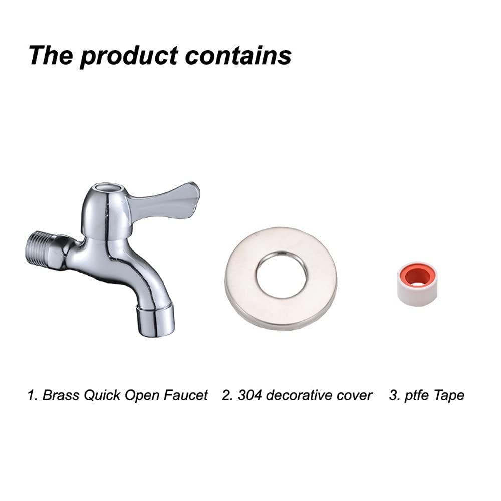 QHQQXN Miscelatore per lavabo monocomando, Rubinetto Multifunzione a Doppio Uso per Piscina per Lavatrice, Rubinetto Singolo Freddo ad Apertura Rapida in Rame Stile Europeo, interfaccia G1/2, Facile