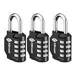 XShield 4-Digit Combination Padlock | Heavy-Duty Keyless Lock with 10,000 Code Options | Weather-Resistant Alloy Body | Ideal for Lockers, Gates, Gym, Outdoor & Travel – Black (Pack of 3)