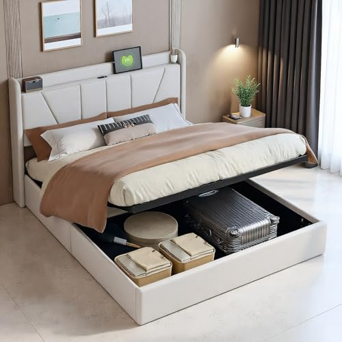Letto matrimoniale 160 x 200 cm, letto imbottito idraulico, con