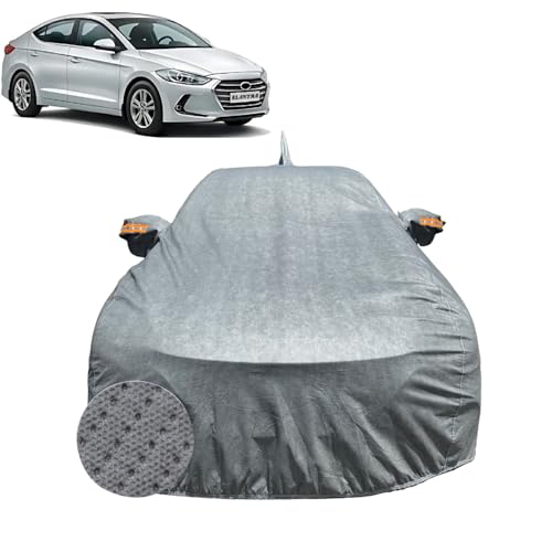 Image of Car Cover Compatible for Hyundai Elantra (2016-2019) | 100% Waterproof Cover with Reflective Mirror Pockets | Dustproof, Scratchproof, Heatproof Elantra Car Cover |Soft Cotton Lining| Grey