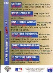 Miniatura 2 de 1993 Upper Deck On Deck #D22 Ryne Sandberg MLB Baseball Trading Card
