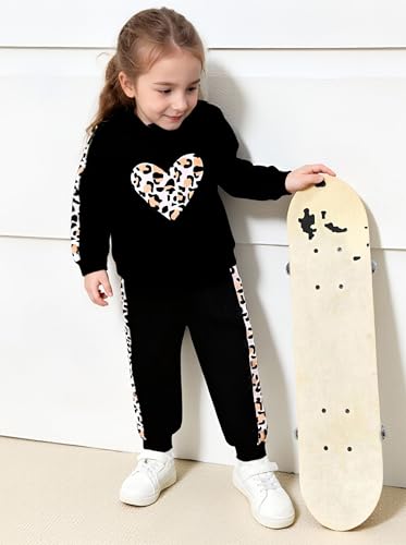 Image of 2PC Girls Clothes Girl letter and Floral print Hooded Set, letter print Top +Floral print Pants Set