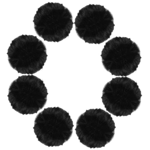 8 Pcs Black Pompom Charms Faux Fur Pom Poms for Hats Round Fluffy Pompoms for Crafts Beanies Shoes Garment Hair Pins Earrings Necklace Charm Christmas Valentines Day Wedding Accessories