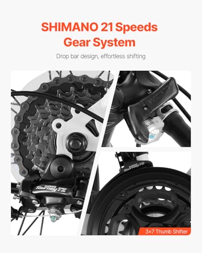 VEVOR Road Bike, 700C Wheels Racing Bike, Shimano Drivetrain City Commuter Road Bicycle, Urban Adult Sport Bicycle with Drop Bar, for Men and Women